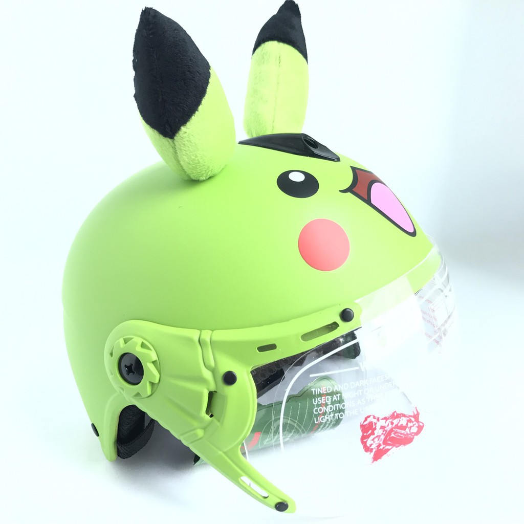 Mũ bảo hiểm trẻ em có kính V&amp;S Helmet hình Pikachu xanh lá - Vs103KS