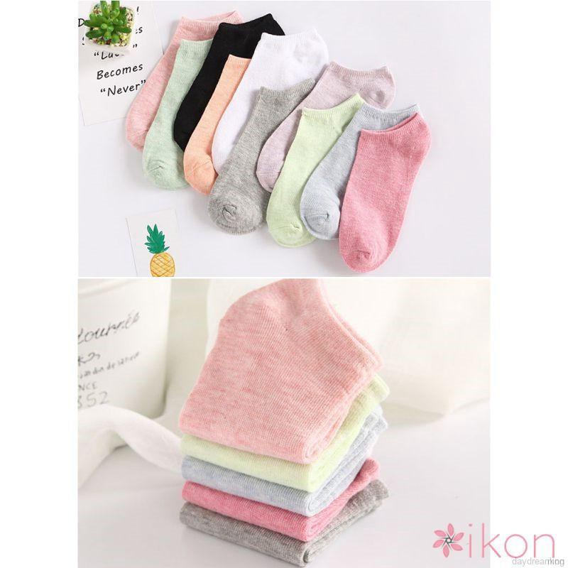 Vớ cotton trơn màu sắc xinh xắn dễ thương cho nữ