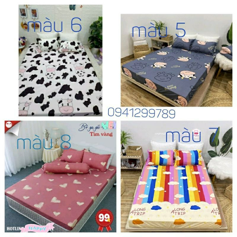 Set 1 ga kèm 2 vỏ gối chất poly cotton kích thước 1m6x2m hoặc 1m8x2m độ dày đệm 10cm | BigBuy360 - bigbuy360.vn