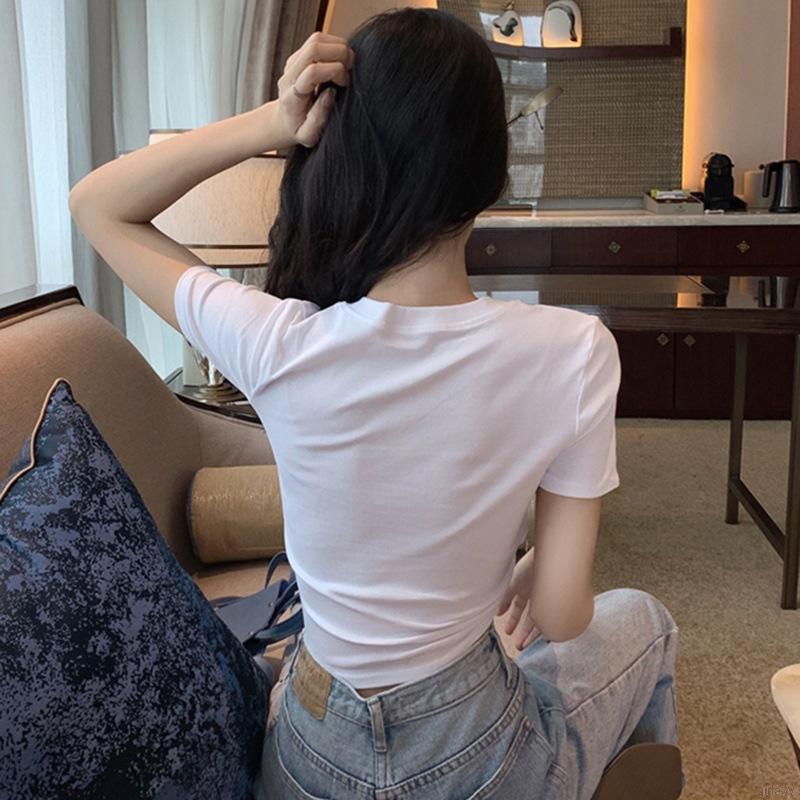 Áo Thun Nữ Ngắn Tay In Chữ Phong Cách Hàn Quốc