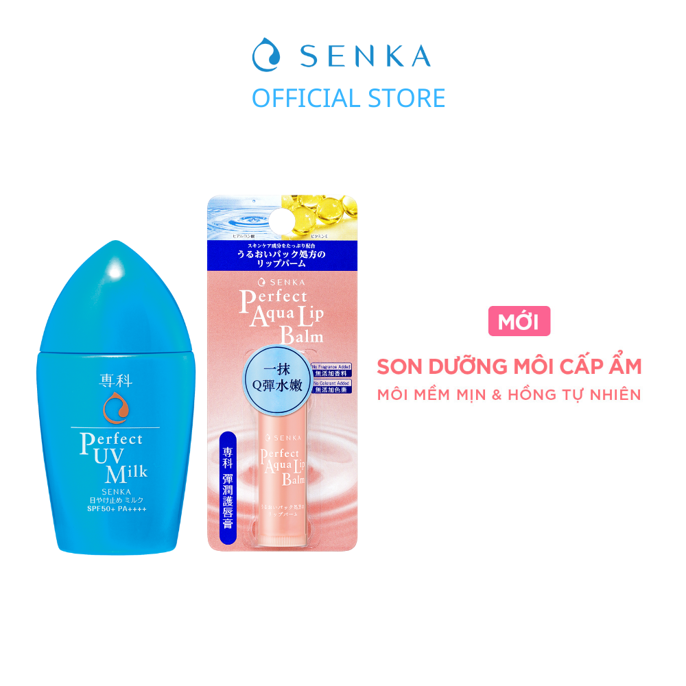 Bộ đôi Sữa chống nắng kiềm dầu & Son dưỡng môi cấp ẩm (Senka UV milk 40ml + Senka Perfect Lip Balm 4.5g) | BigBuy360 - bigbuy360.vn