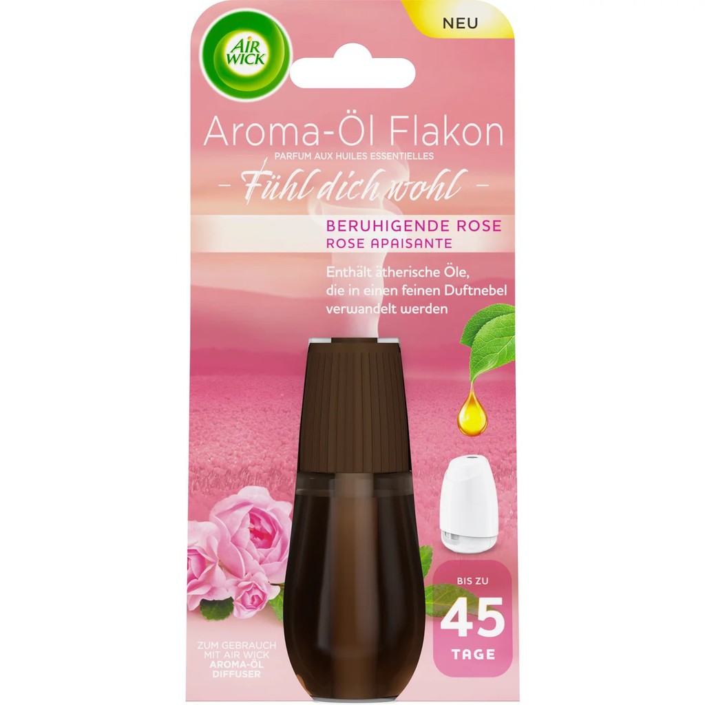 Máy xịt tinh dầu thơm phòng tự động Air Wick Aroma oil, chạy pin, set gồm 01 máy và 01 lọ tinh dầu(20ml), Đức.