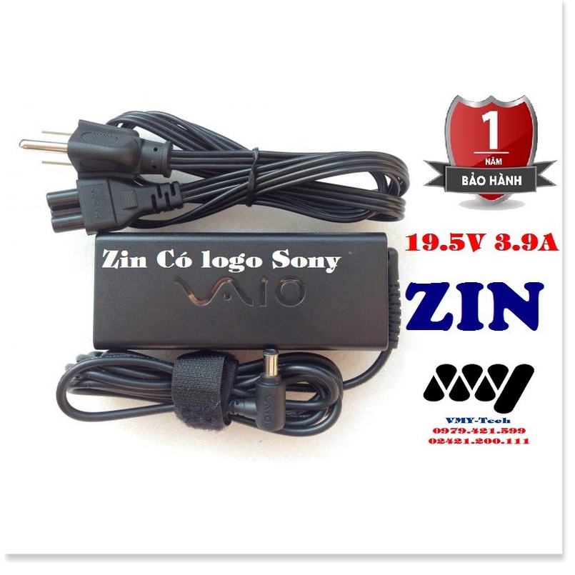 🌟 :. Sạc Laptop Sony 19.5V - 3.9A Kèm Dây nguồn Adapter Sony Vaio NEW 100%