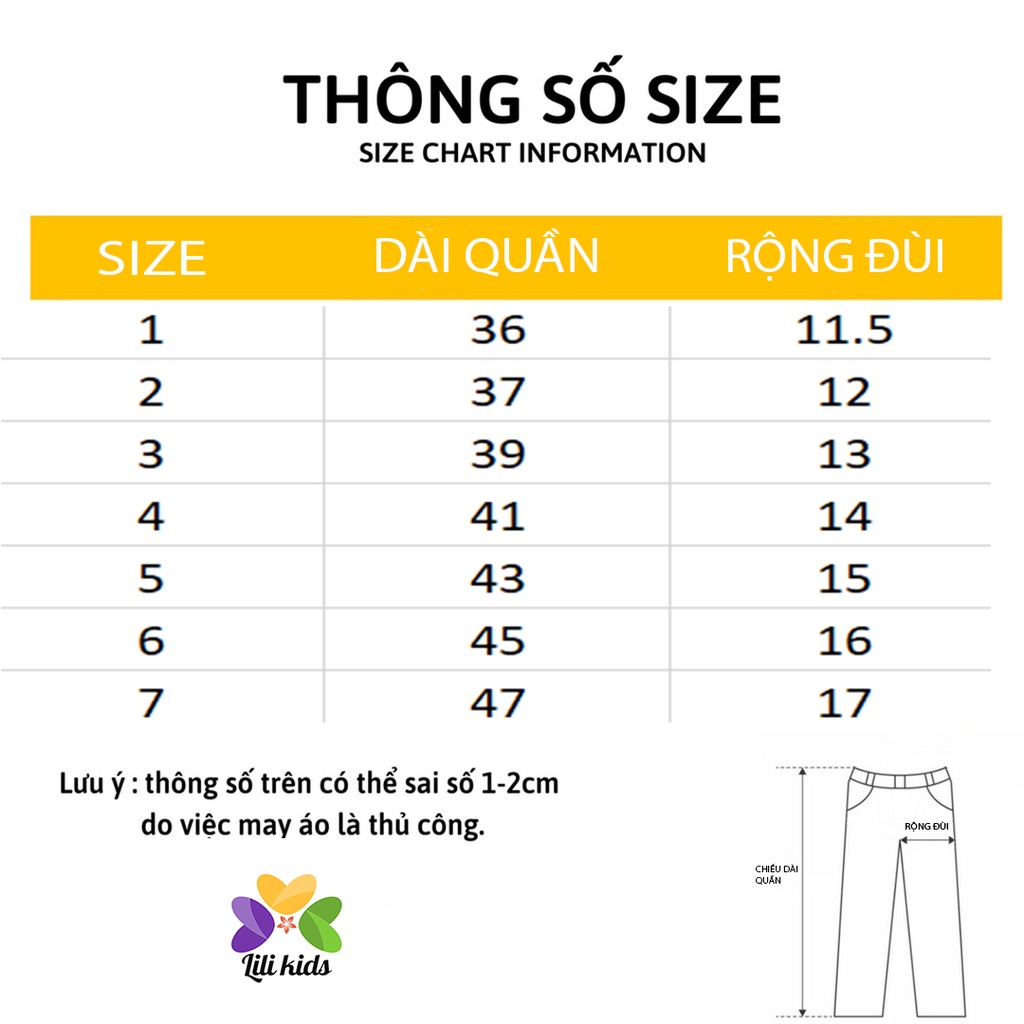 Quần dài cho bé LILIKIDS bé trai và gái chất thun lạnh bo gấu cạp thường thông hơi thoáng mát QCD02