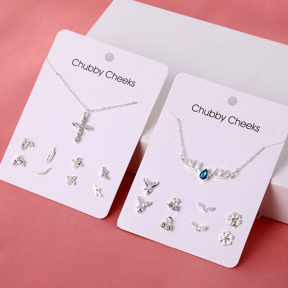 Bộ Dây Chuyền + Bông Tai Phong Cách Hàn Quốc Cho Nữ
