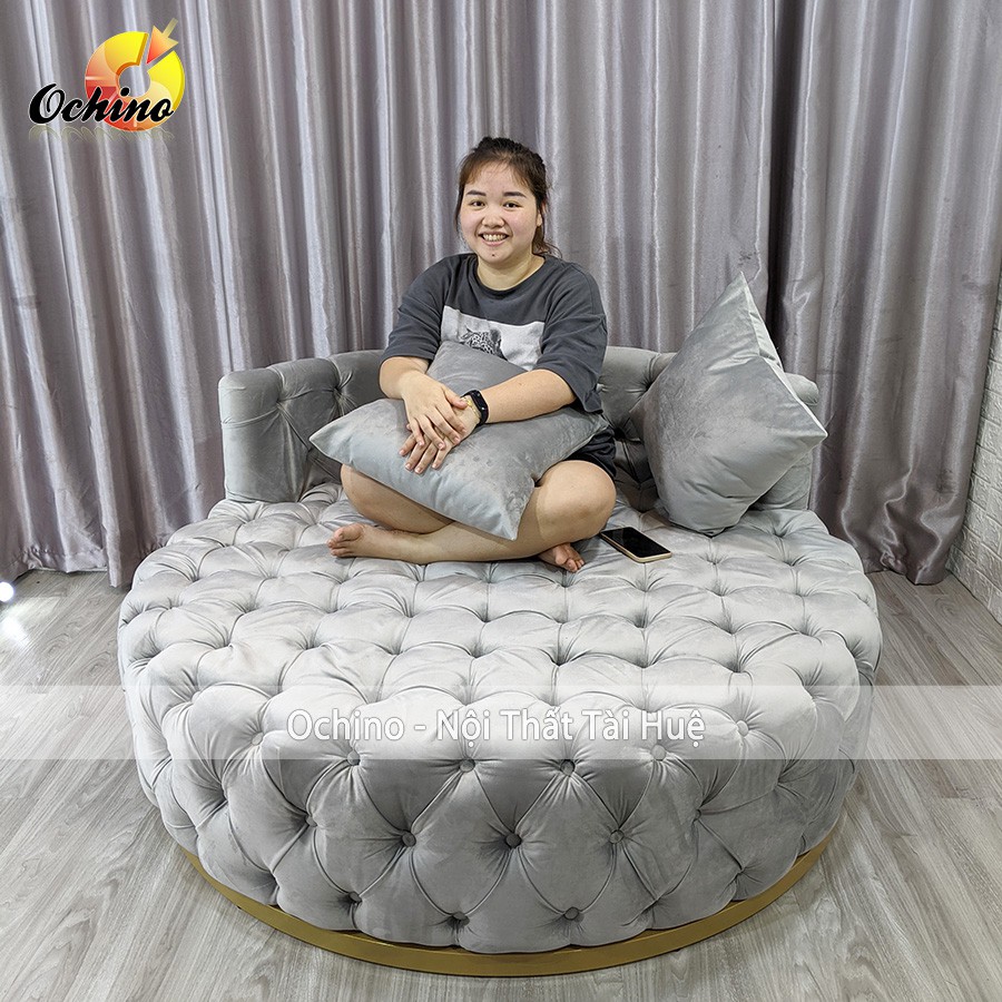 Ghế Sofa Giường hình Tròn Nhún Sang Trọng có tựa lưng đk 1m4 và 1m6 ( Hình Thật Shop Chụp)