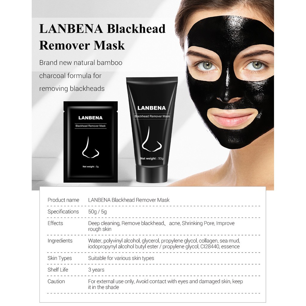 [Hàng mới về] Mặt nạ mũi than tre lột mụn đầu đen LANBENA | BigBuy360 - bigbuy360.vn