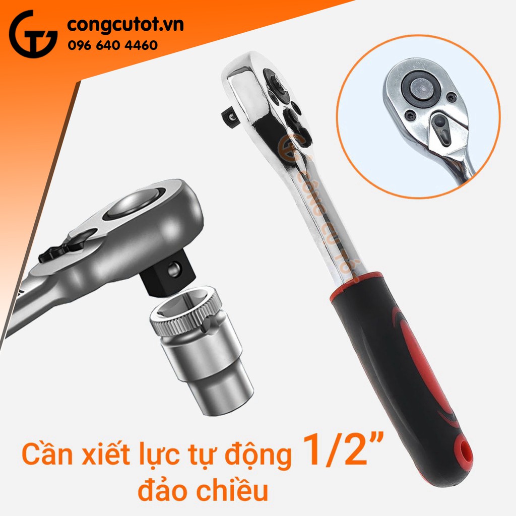 Tay vặn tự động đảo chiều 1/2&quot; dài 250mm cán bọc nhựa