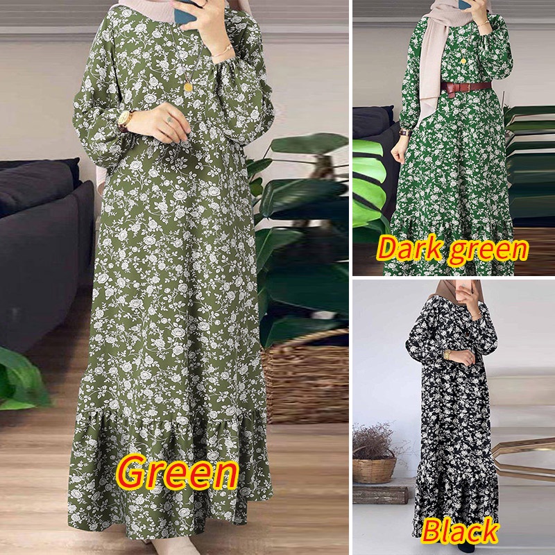Đầm maxi Zanzea dài cổ tròn in họa tiết hoa phong cách Vintage thời trang cho nữ