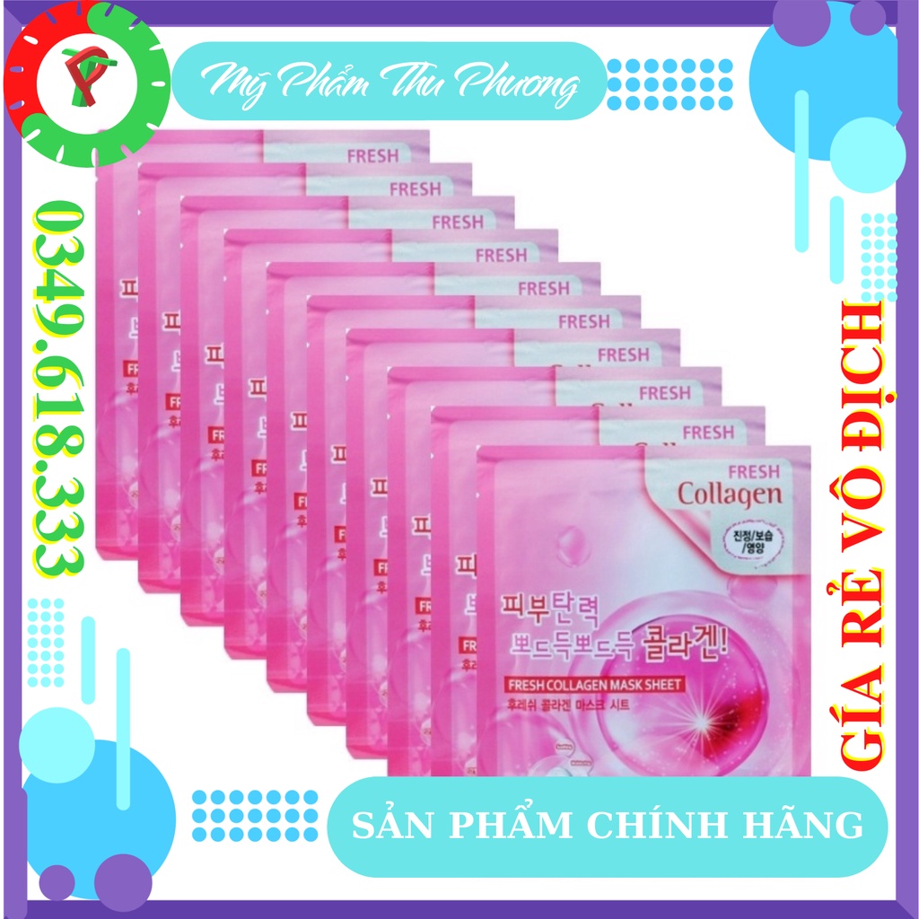 10 Mặt nạ giấy dưỡng da Collagen Mỹ phẩm thiên nhiên chăm sóc da chính hãng Hàn Quốc 3W Clinic Fresh Collagen mask sheet