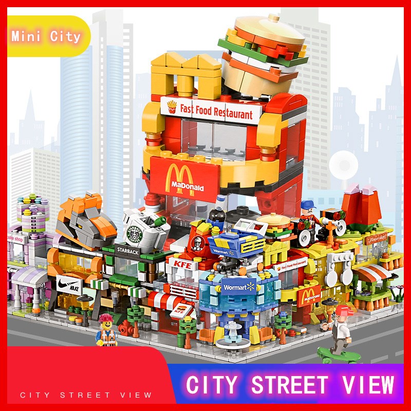 Bộ Lắp Ghép Thành Phố Mini Cho Trẻ Em Lego Đồ chơi