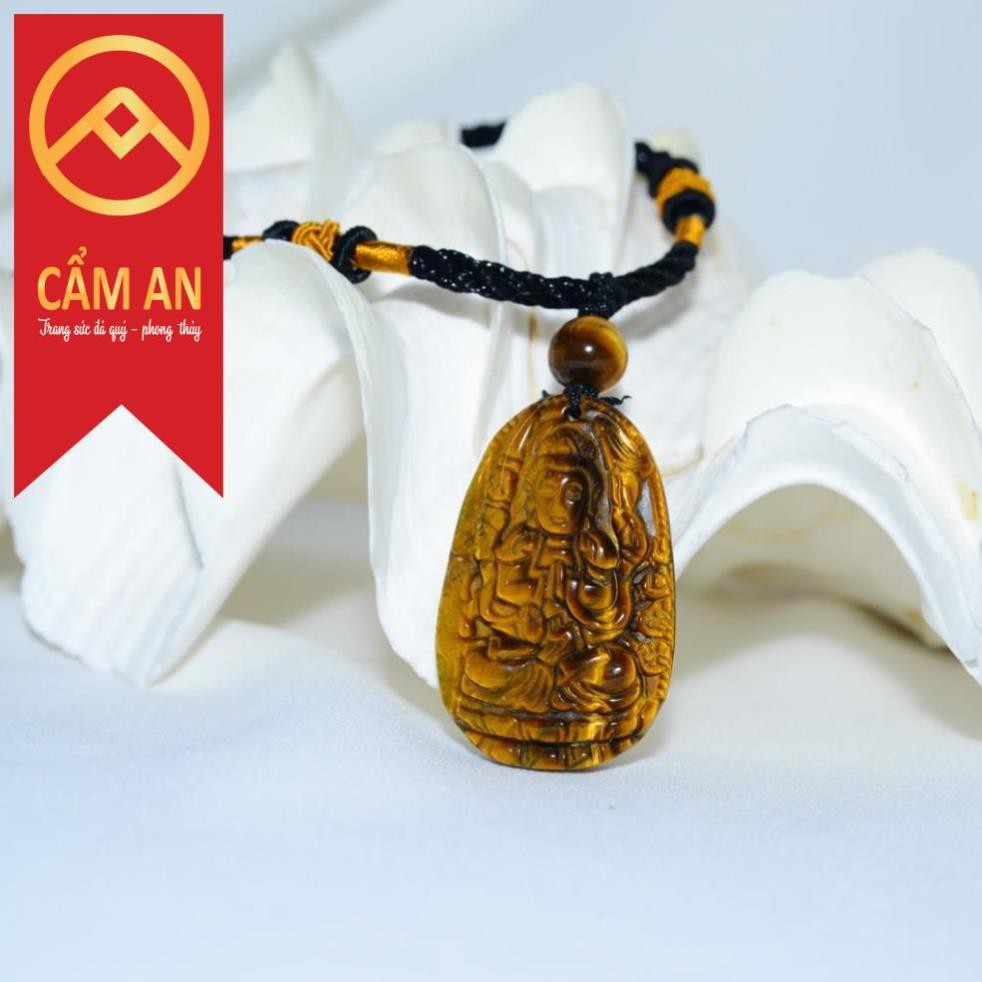 Mặt Phật Bản Mệnh đá tự n.hiên M.ắt h.ổ dành cho người mệnh Thổ - Kim (tặng kèm dây đeo cổ)