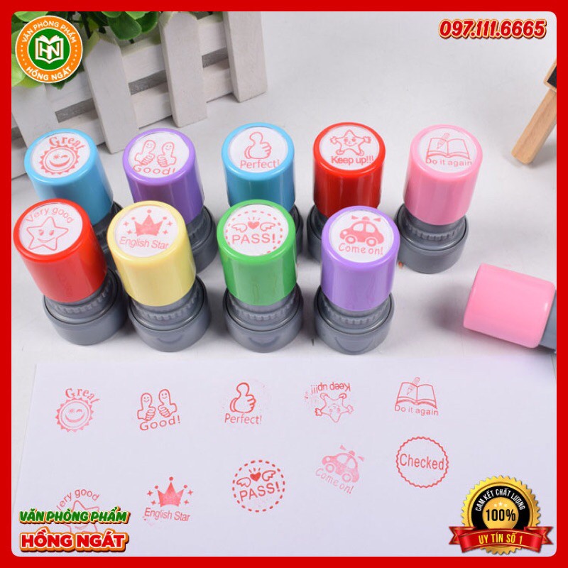 Con Dấu Nhựa Thỏi Son⭐️lời khen thưởng chữ tiếng anh mộc sáp đóng dấu stamp cho bé GC39