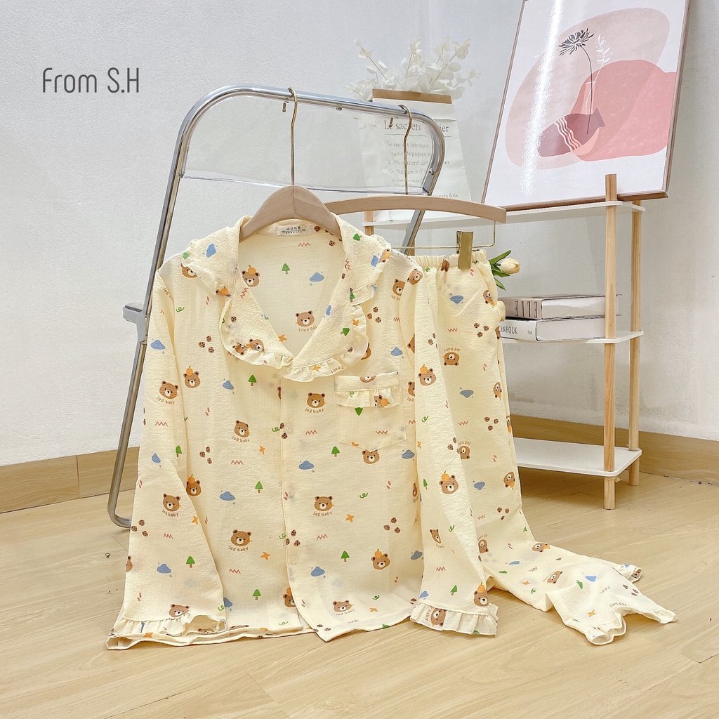BỘ ĐỒ NGỦ MẶC NHÀ DÀI TAY ĐŨI XỐP HÌNH HOT 2022