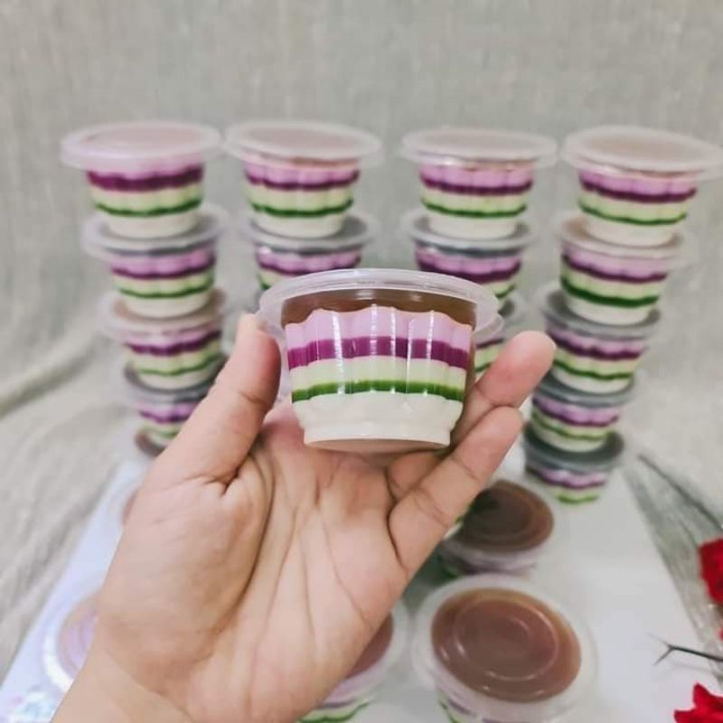 Combo 100 ly nhựa bông hoa đổ rau câu 80ml kèm nắp ( ly 408)