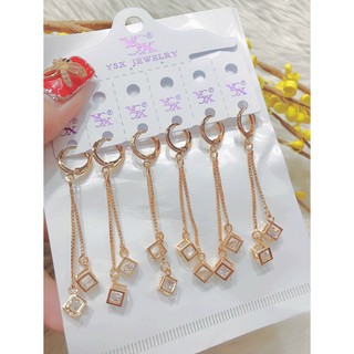 [ Bảo hành 03 tháng ] Đôi Bông Tai Nữ Mạ Vàng 18K Loại Dài Ô Vuông Mẫu BT01 052101 - Cánh - Đi Tiệc Rất Sang