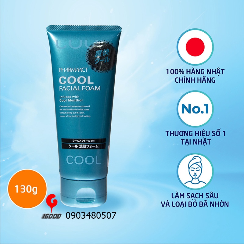 IGOOD - Sữa rửa mặt nam Cool Pharmaact Nhật Bản 130g