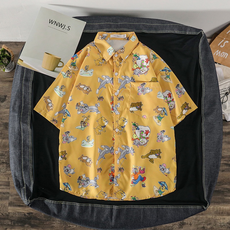 Áo Sơ Mi Tay Ngắn Dáng Rộng Thời Trang Mùa Hè Phong Cách Hip Hop Cho Nam size M-3XL