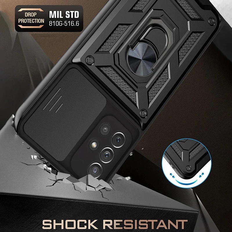 Ốp điện thoại kiểu giáp chống sốc có vòng đỡ nam châm dành cho Samsung A71 A51 A31 A21S A72 A52 4G 5G