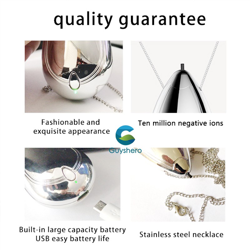 Wearable Air Purifier Necklace Negative Ion USB Rechargeable Air Freshener Cleaner Car Air Purifier Personal Ionizer Negative Ion Maker for Adults Kids