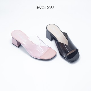 Dép Mũi Vuông Quai Nhựa Bóng 5cm Evashoes - Eva1297