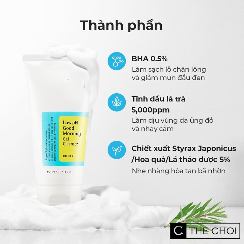 Sữa Rửa Mặt Cosrx Low pH Good Morning Gel Cleanser dành cho da dầu da mụn 150ml
