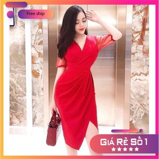 [ giá hủy diệt] Đầm body đính hạt nhún eo cao cấp đi tiệc siêu sang