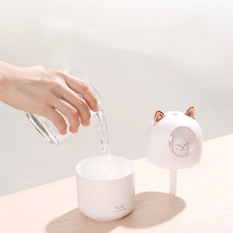 Máy phun sương tạo ẩm mini Fnelse hình mèo dung tích 300ml