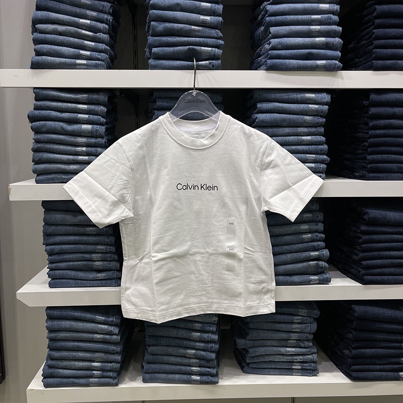 Áo Thun Cotton Cổ Tròn In Chữ Calvin Klein/CK New York Cho Nữ