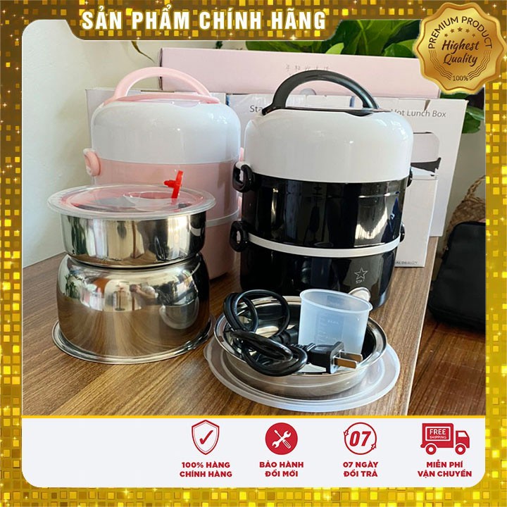 Hộp Nấu Và Ủ Cơm Cao Cấp 2, 3 Tầng Làm Nóng Siêu Tốc - Cà Mèn Điện - Cặp Lồng Cơm Điện [ Bảo Hành Đổi Trả 12 Tháng]