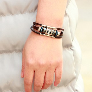 Vòng tay da handmade đính hạt - PK46