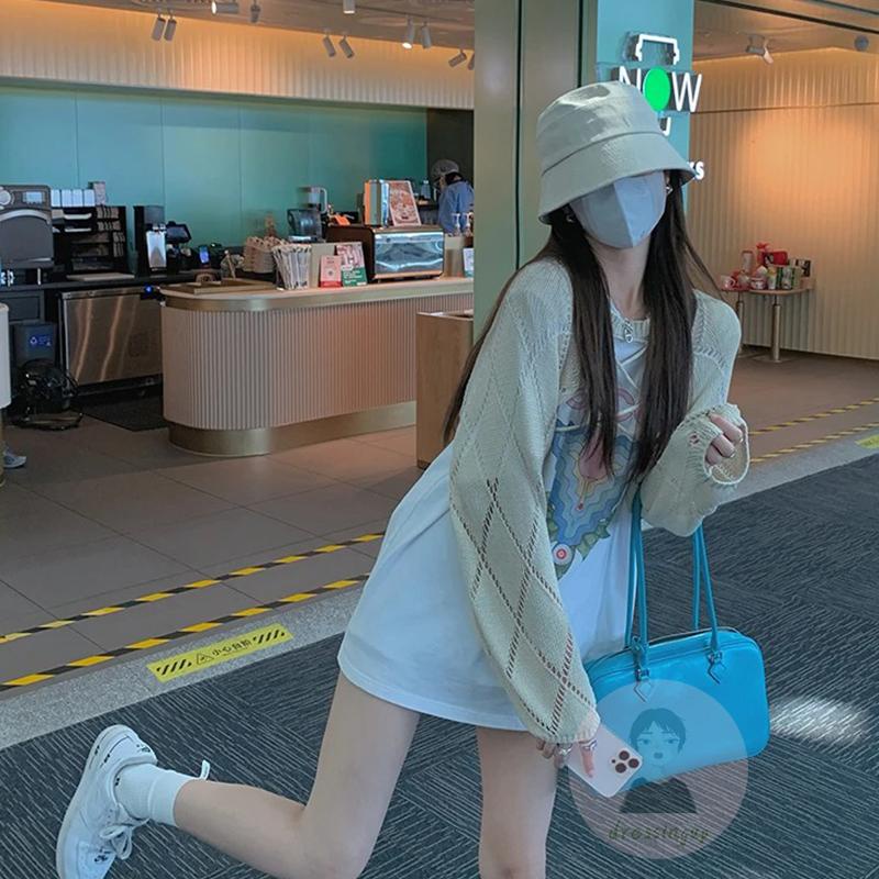 Áo Dệt Kim Tay Dài Cổ Tròn Màu Trơn Thời Trang Cho Nữ