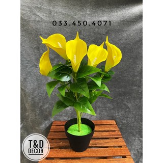 Cây hoa rum vàng 40cm- Cây giả decor