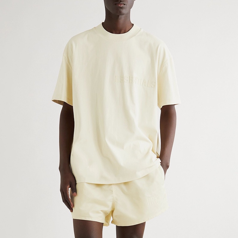 Áo thun FEAR OF GOD FOG ESSENTIALS SS22 Egg Shell chất liệu cotton, Áo tee FOG ESSENTIALS in nhung cao cấp