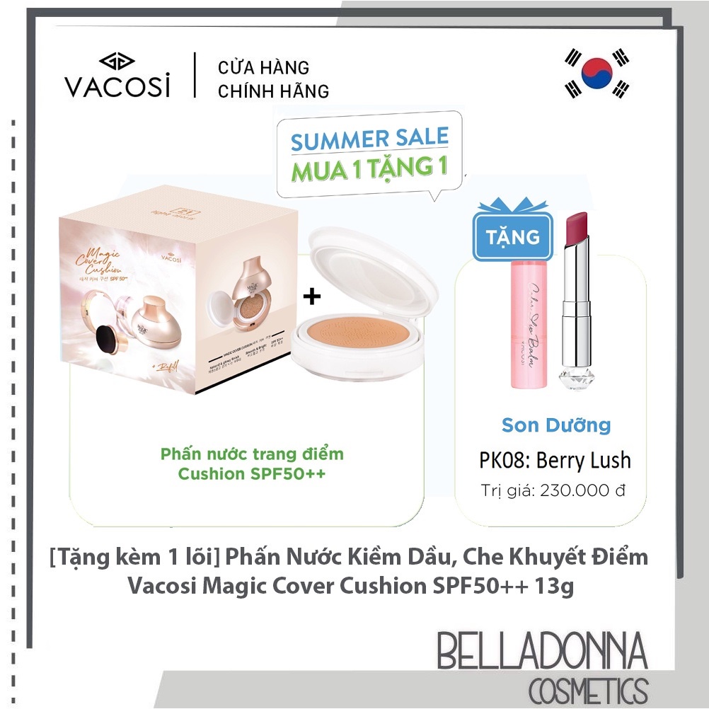 Phấn Nước Kiềm Dầu, Che Khuyết Điểm Vacosi Magic Cover Cushion SPF50++ 13 g