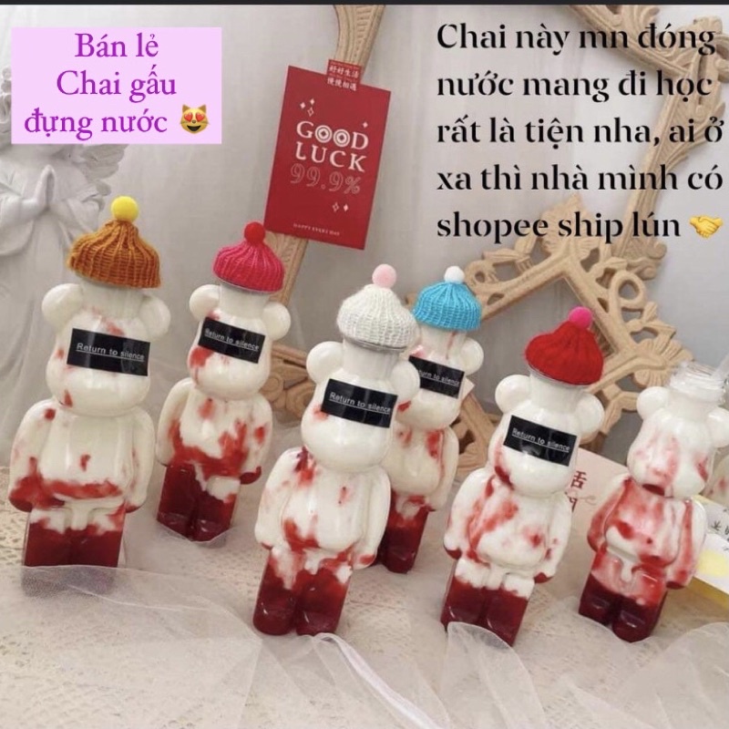 bearbrick / chai gấu đựng nước 😍 bình nhựa (GIAO LẺ TỪ 2 con hoặc kèm đồ khác)