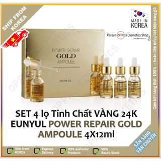 SET 4 LỌ TINH CHẤT VÀNG 24K EUNYUL POWER REPAIR GOLD AMPOULE 4X12ML