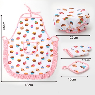 [Homyl] 1 Bộ Mũ Trẻ Em Tạp Dề Găng Tay Nấu Ăn Trò Chơi Nhập Vai Quà Tặng Nhà Bếp