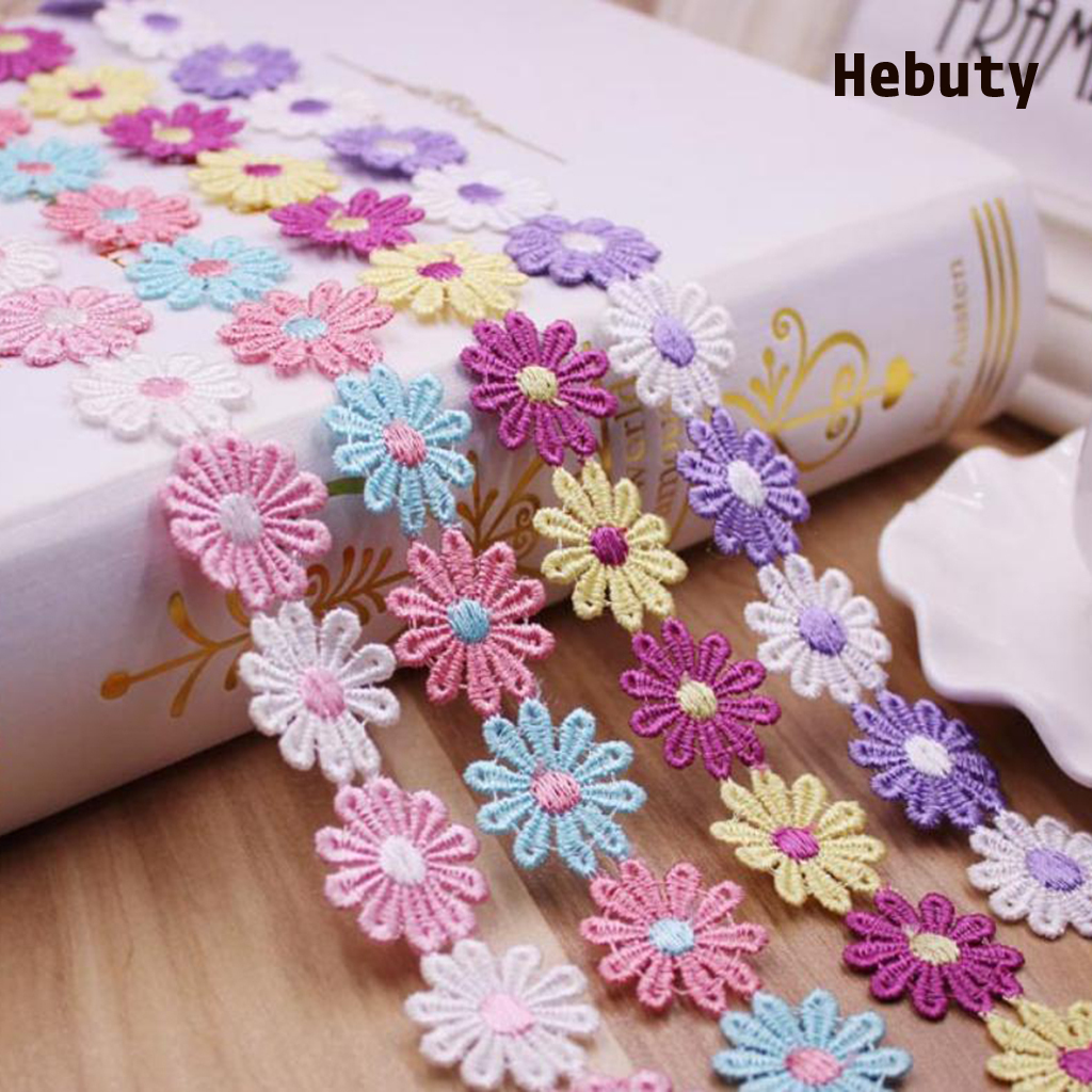 [Home & Living]Daisy Flowers Trim Ribbon DIY Sewing Craft Decor Lace Trimmings Yellow Pink