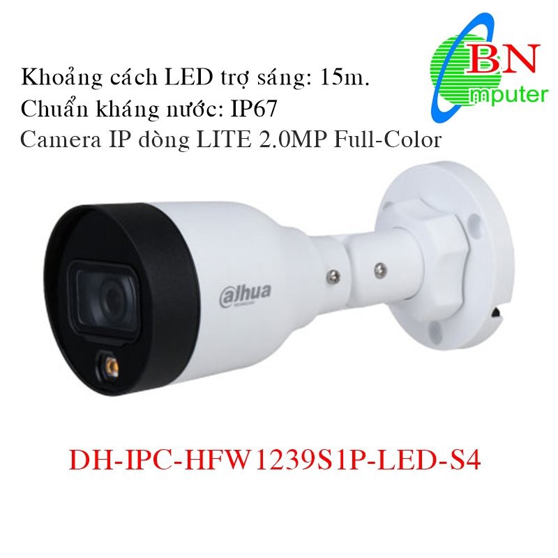 Camera IP 2.0 Full-Color DAHUA DH-IPC-HFW 1239S1-LED-S5 có màu ban đêm