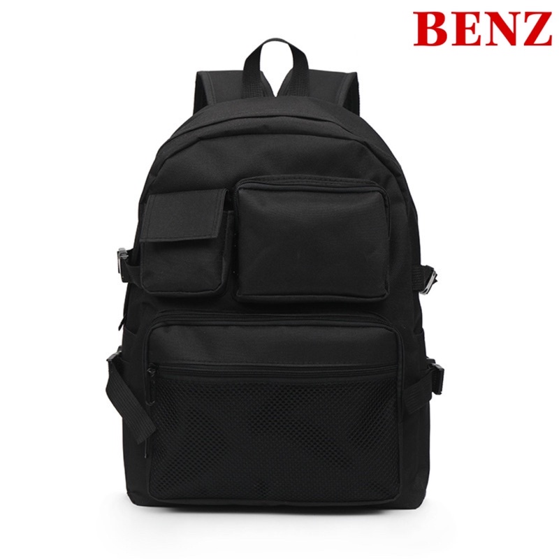 Balo thời trang backback đen phối lưới nam nữ bassic nhiều ngăn có ngăn đựng laptop chất vải canvas chống thấm nước B 97