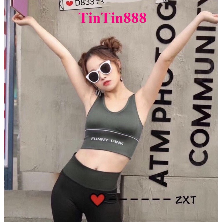 Áo bra thể thao - Áo tập gym - yoga aerobic cotton có đệm mút có thể tháo rời Funny