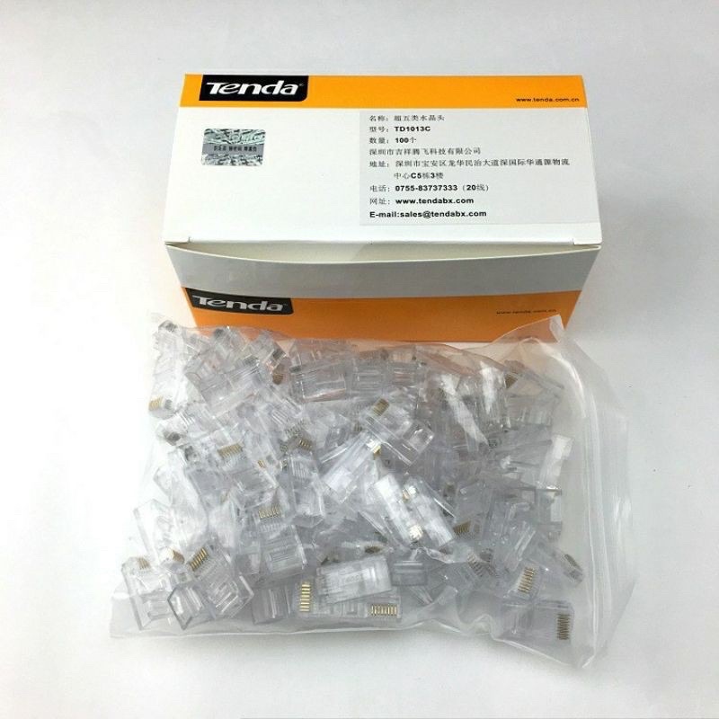 Đầu bấm mạng Tenda chuẩn Cat6E RJ45 - Hàng Chính Hãng