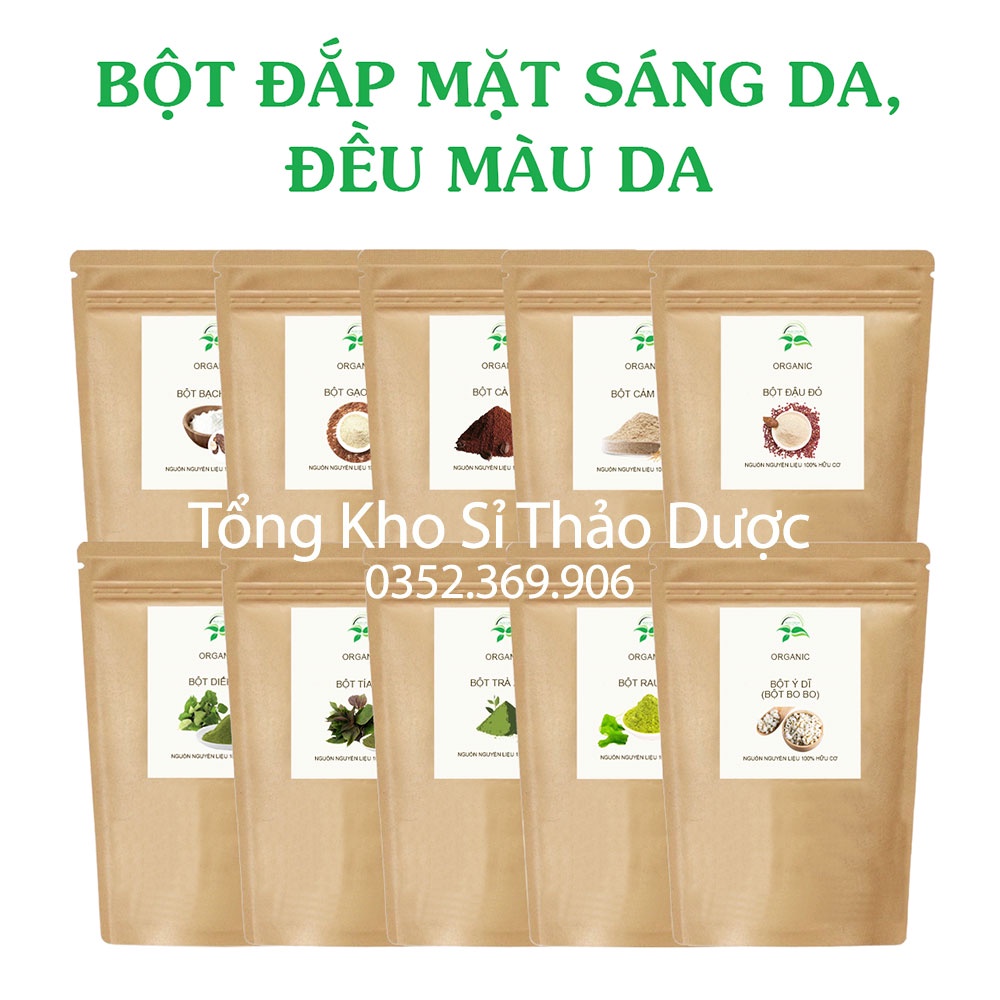 Combo 10 loại bột dưỡng trắng da (Bột thiên nhiên, sáng da điều màu, cấp ẩm, bổ sung vitamin)
