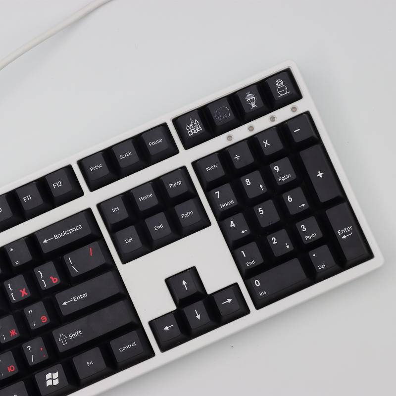 Red in Black Keycap Russian language Bộ 129 Nút Bàn Phím PBT 61/64/68/87/96/980/104 Màu Đỏ Đen