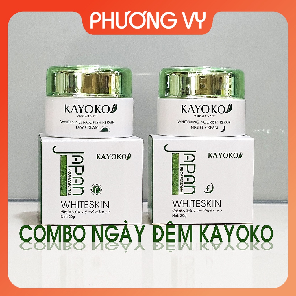 COMBO ngày đêm Kayoko trắng, mỹ phẩm giúp mờ nám, tàn nhang và dưỡng trắng da từ Nhật Bản, mỹ phẩm Kayoko.