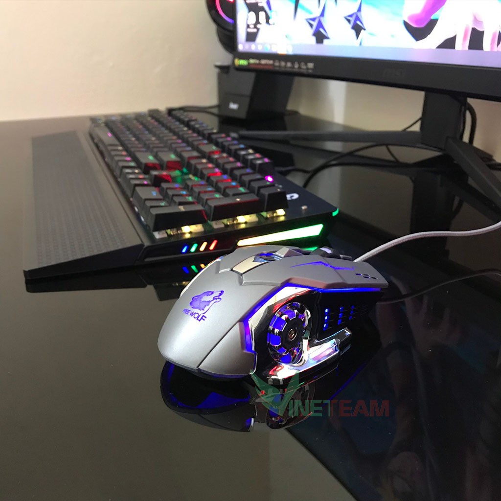 Chuột Game Có Dây Vinetteam FREE WOLF V5 LED 7 màu cực đẹp chuyên gaming, dây siêu bền, chỉnh được dpi -2220