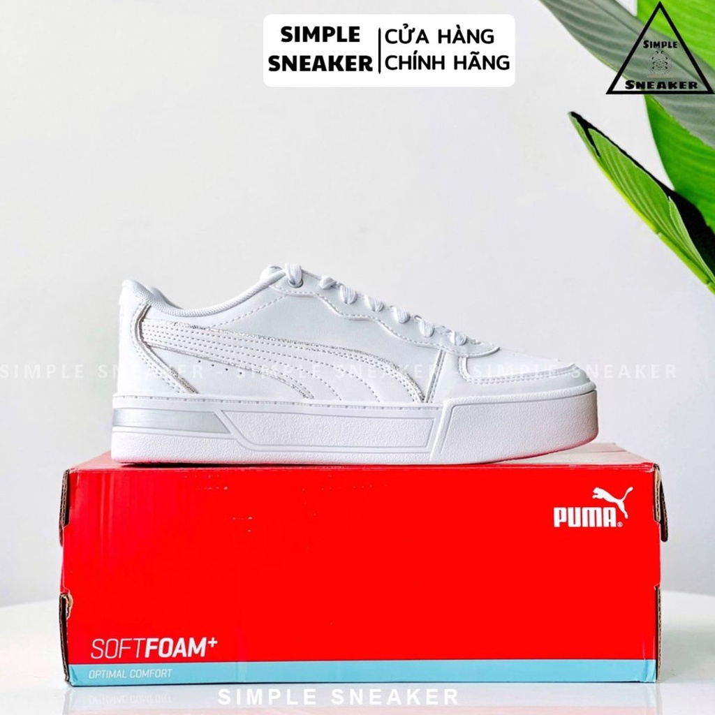 Giày Sneaker Puma Nữ Tăng Chiều Cao 🔴FREESHIP🔴 Puma Skye Metallic White Chính Hãng - Giày Thể Thao Nữ Puma Chuẩn Auth