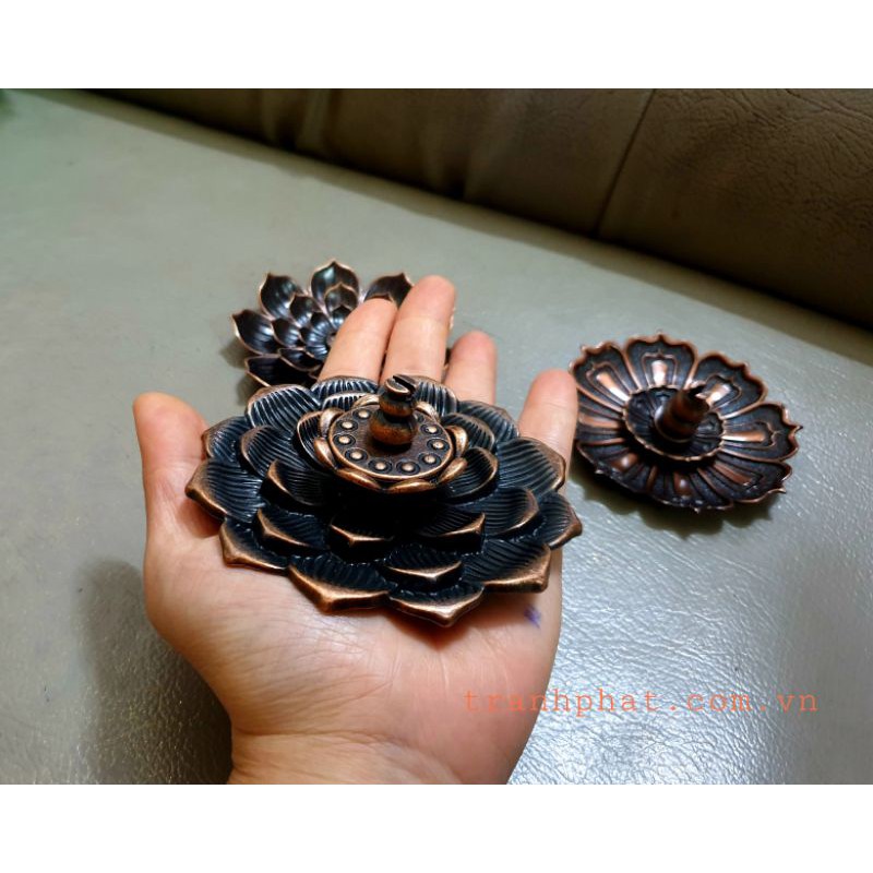Chân hương - chân cắm nhang - đế đốt trầm hương - đế cắm nhang vòng hoa sen đồng