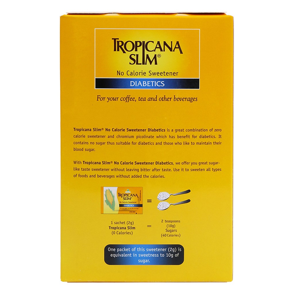 Hộp 50 Gói Đường bắp ăn kiêng không calo Tropicana Slim Diabetics Dành Cho Người Tiểu Đường, Ăn Kiêng Healthy, Eatclean